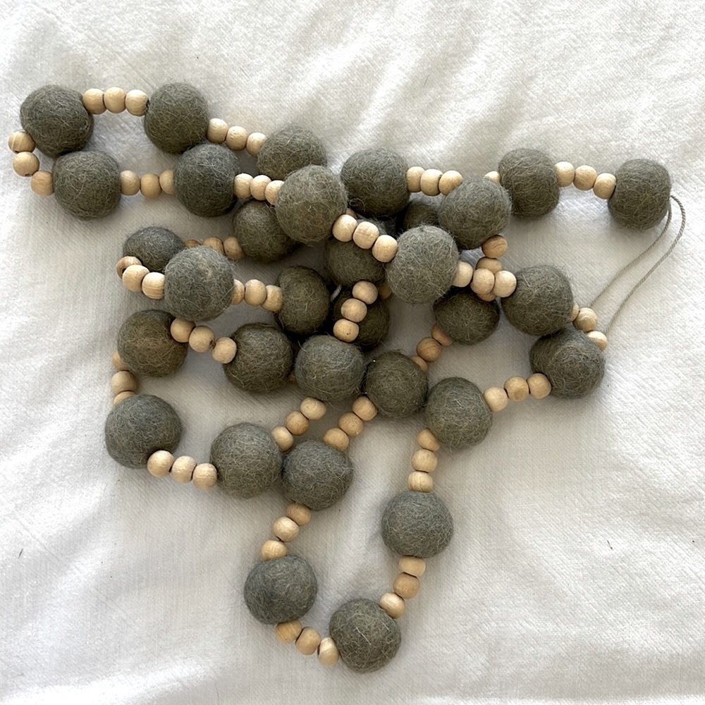72” wool and wooden decorative beads